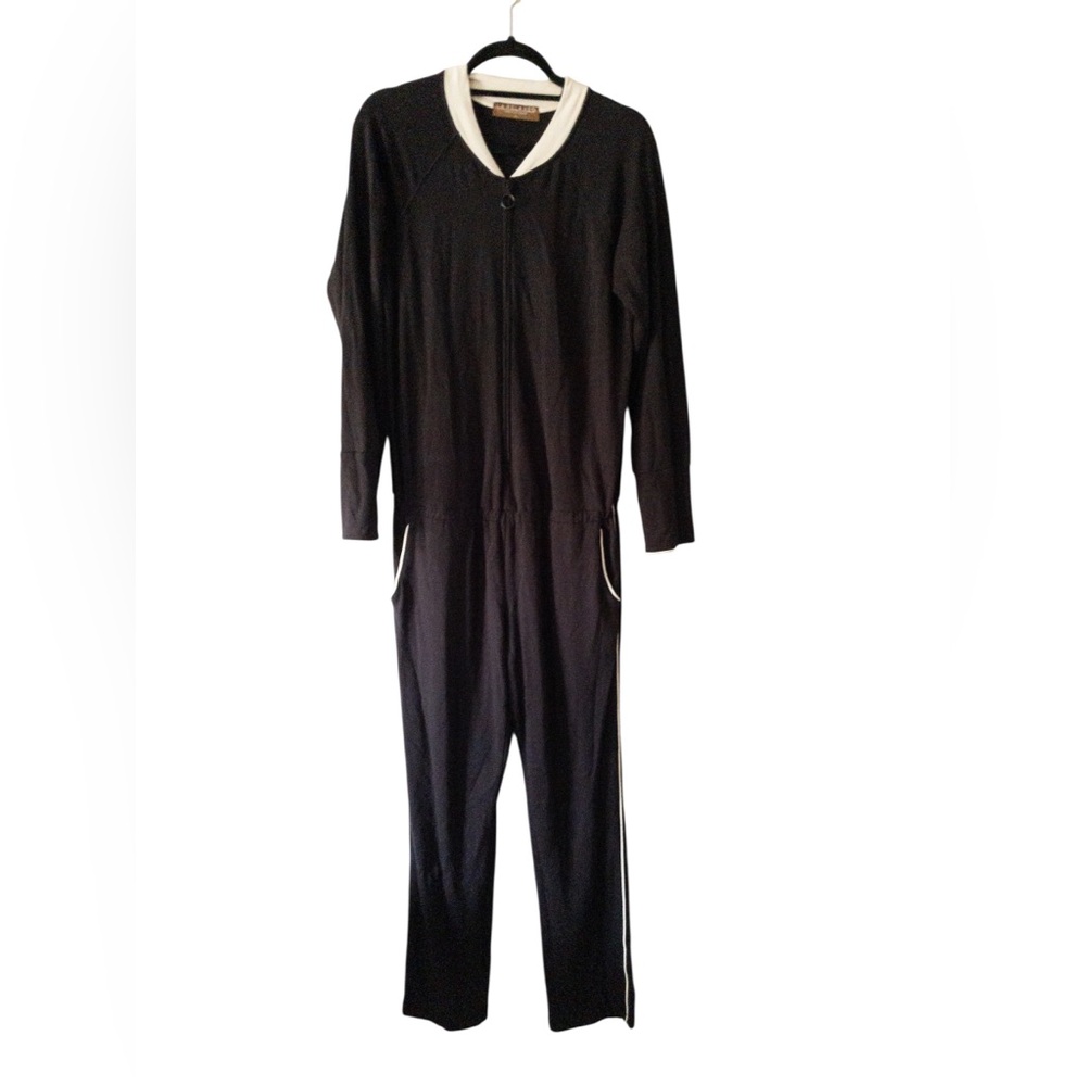 LA Relaxed Black & White Long Sleeve Jumpsuit Size L